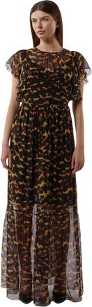 Silvian Heach Lang luipaardprint jurk - Dames - Maxi kleedjes - Veelkleurig - S - Polyester - Kleedjes
