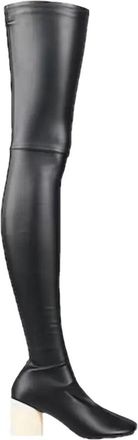 Maison Margiela Black Faux-Leather Over The Knee Boots Size 37