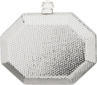 Nina Octagonal Minaudi&egrave;re Frame Clutch in Silver at Nordstrom