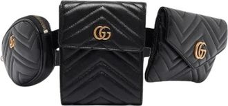 Gucci Pre-owned Triple Belt Bag - Dames - Vintage Heuptassen - Zwart - ONE Size - Leer - Vintage