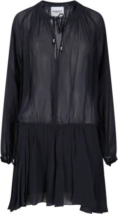 Isabel Marant Black Semi-Transparent Midi Dress With Drawstring Waist