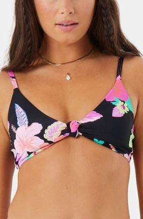 Roxy Wanderlust Knot Bikini Top in Black Multi at Nordstrom Rack, Size Small