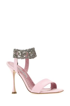 Manolo Blahnik Womens Pastel Pink Suede Lierasan Sandals Lpnk Sandali
