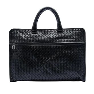 Bottega Veneta Pre-owned Handbags, female, Black, Size: ONE SIZE Pre-owned Woven Leather Business Bag