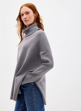Contemporaine Womens Solid turtleneck Tunic Top sweater