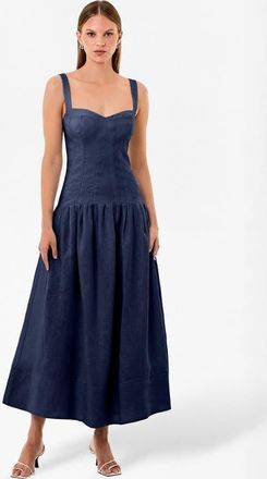 Nicholas Makenna Linen Dress in Midnight at Nordstrom, Size 12