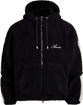 Amiri Bones Appliqu&eacute;d Hooded Fleece Sweatshirt - Black - XL
