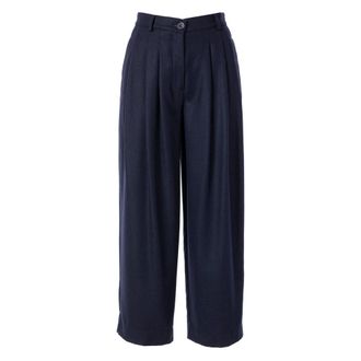 Jcsophie Stoffhose Paula Wide Leg - Dames - Wijde Broeken - Blauw - M - Wol - Broeken