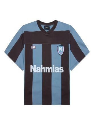 Nahmias Soccer striped T-shirt - men - Cotton - S - Blue