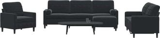 vidaXL Juego De Sof&aacute;s Con Cojines 4 Piezas Terciopelo Negro Vidaxl