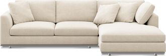 Castlery Hamilton Chaise Sectional Sofa Right Facing Customized, Performance Linen Weave Cream, Spill Resistant, Removable Covers for Sofas, Castlery