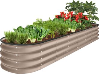 Best Choice Products 8x2x1ft Outdoor Metal Raised Oval Garden Bed, Planter Box for Vegetables, Flowers