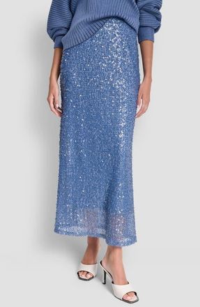 DKNY Pull-On Sequin Midi Skirt in Liberty Sky at Nordstrom, Size X-Large
