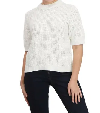 French Connection Mozart Luna Waffle Sweater In Oatmeal