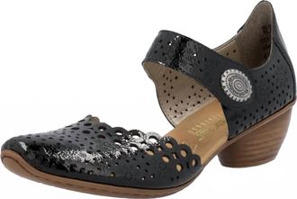 Rieker Womens Mirjam 53 Casual Mary Jane Leather Shoes In Nero/black