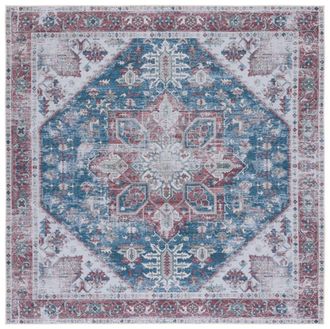 Safavieh Alfombra geom&eacute;trico de poli&eacute;ster azul/rojo, 183 x 183 cm