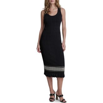 DKNY Rib Knit Dress in Black/Coconut at Nordstrom, Size X-Large