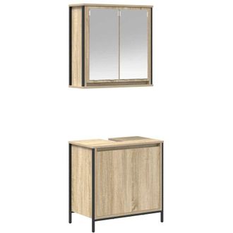 vidaXL Set Mobili da Bagno 2 pz Rovere Sonoma in Legno Multistrato - Vidaxl