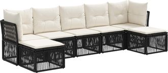 vidaXL Conjunto De Sof&aacute;s De Jard&iacute;n 7 Uds. Negro Rat&aacute;n Sint&eacute;tico Vidaxl