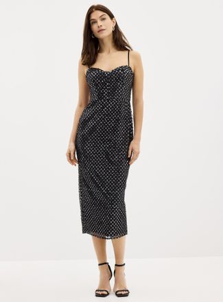 Ever New Womens Sequined flowers bustier dress