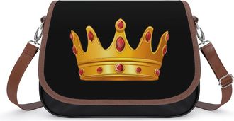 Generic Golden Crowned Crossbody Bags for Women Fashion Leather Shoulder Handbags With Adjustable Strap