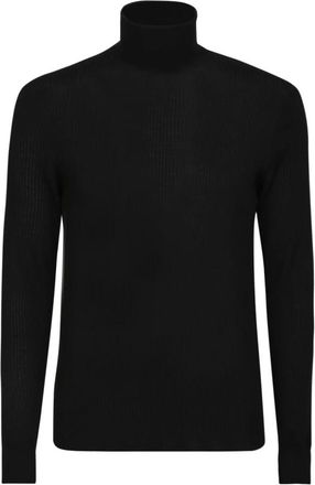 Dell'Oglio Rm 16C Pullover met Hoge Hals - Heren - Coltruien - Zwart - L - Wol - Truien & Vesten