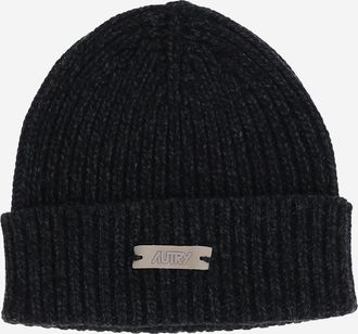 Autry Mens Wool Beanie With Logo Black Hat