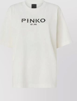 Pinko crew neck graphic print nylon silk top