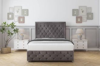 Comfort Beds Winchester Naples Divan Set 2 Drawers-26 Headboard-Footboard in Grey | Size: Super King