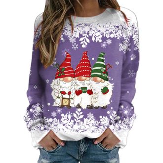 Generic Christmas for Women Long Sleeve Crewneck Fashion Xmas Top Casual Loose Funny christmas Ladies Plus Size Various Christmas prints Winter Warm Holiday P