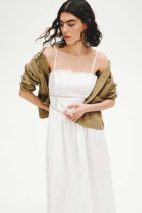 H&M Cotton dress with tie-top shoulder straps in White at Nordstrom, Size X-Small