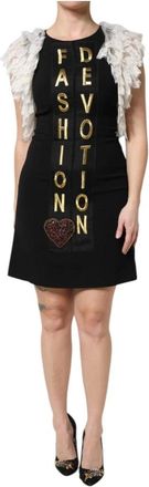 Dolce & Gabbana Short Dresses, female, Black, Size: 2XS Embroidered Heart Mini Dress