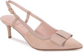Berness June Bow Pointed Toe Slingback Kitten Heel Pump in Beige at Nordstrom Rack, Size 6.5