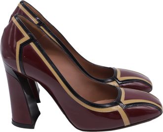 Marni Two Tone Pumps in Burgundy Leather