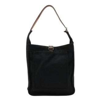 Herm&egrave;s Pre-owned Vintage Canvas Shoulder Bag - Dames - Pre-owned - Zwart - Maat: ONE Size