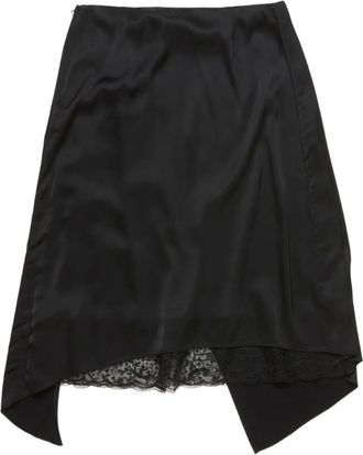 Acne Studios Midi-rok met ruches en kanten afwerking - Zwart