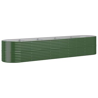 Berkfield Home Garden Raised Bed Powder-coated Steel 368x80x68 cm Green | Size: 368 x 80 x 68 cm