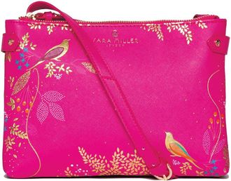 Sara Miller Sara Miller Womens Crossbody, Dual Compartment Purse with Zipper Closure, Adjustable Straps for Cross Body or Shoulder Bag, Chelsea Pink