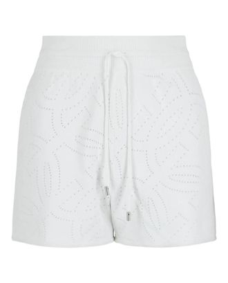 Ferragamo Womens Gancini Pattern Drawstring Shorts In White