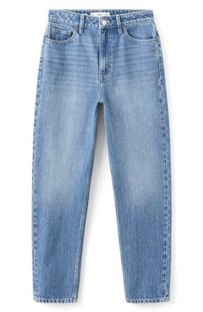 Mango Crop Mom Jeans in Medium Blue at Nordstrom, Size 14