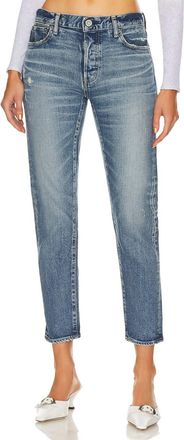 Moussy Avenal Tapered Mid Rise Jean In Blue