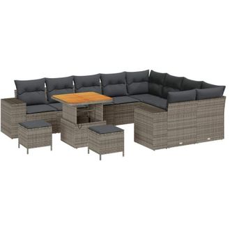 vidaXL Conjunto De Sof&aacute; De Jard&iacute;n 12 Pcs Gris Rat&aacute;n Sint&eacute;tico Vidaxl