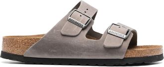 Birkenstock Arizona double-buckle slides - unisex - Calf Leather/Calf Suede/Polyethylene vinyl acetate (PEVA) - 41 Narrow - Grey