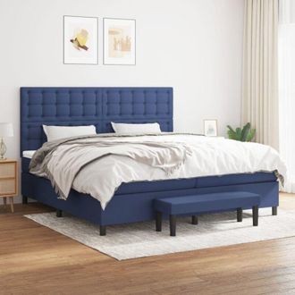 vidaXL Vidaxl - Cama Box Spring Con Colch&oacute;n Tela Azul 200x200 Cm