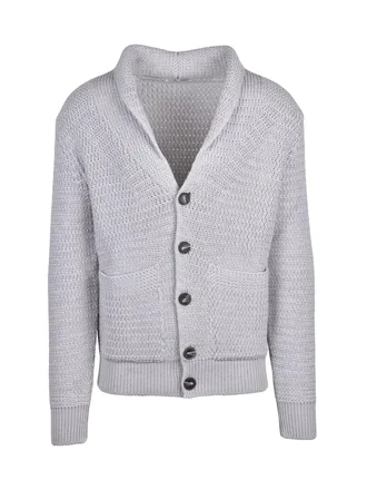 KANGRA Light Grey Wool-Cashmere Button Cardigan