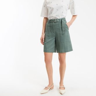 La Redoute Collections Cargobermuda met riem van lyocell en katoen