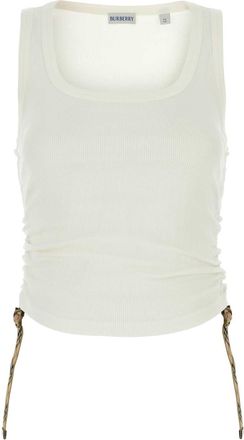Burberry White Stretch Cotton Tank Top
