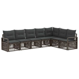 vidaXL Conjunto De Sof&aacute;s De Jard&iacute;n 7 Pcs Gris Rat&aacute;n Sint&eacute;tico Vidaxl