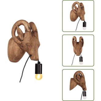 vidaXL The Living Store Lampada a Parete a Forma di Animale 25 W 15x24x25 cm E27 - Lampada da parete in legno