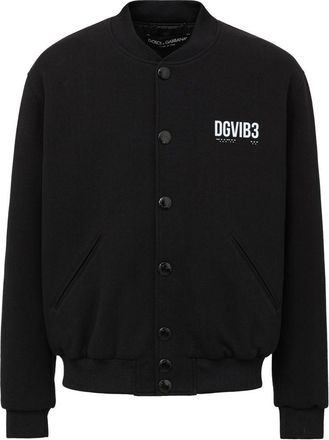 Dolce & Gabbana Mens Baseball Jacket Dgvb3 Logo - Black Cotton - Size EU 48 (Mens)